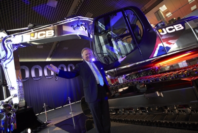 JCB Chairman Sir Anthony Bamford pictured with the one millionth machine produced by the company