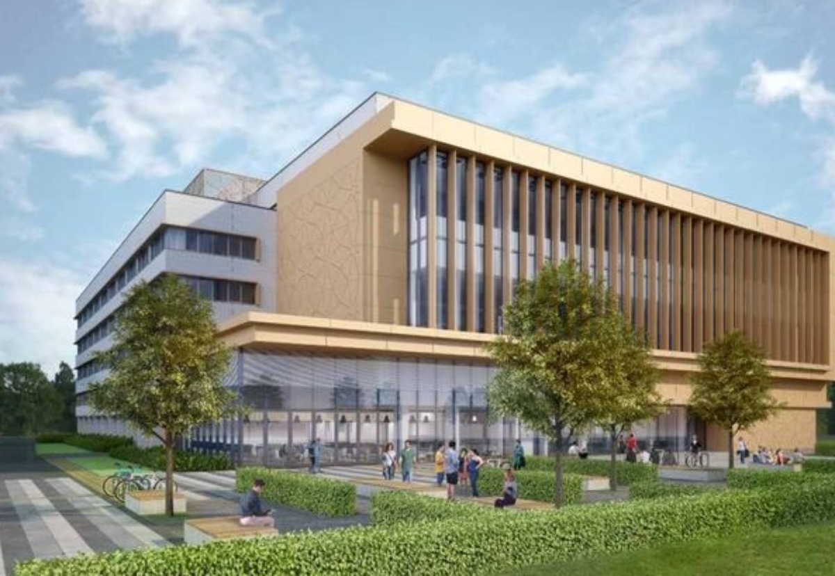 How Reading University library will look after installing regency-gold coloured cladding