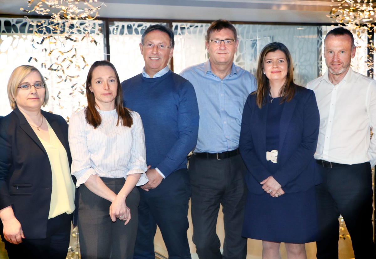 (L-R) Gillian McQuade Head of Procurement, Nicola Markall Compliance Manager, Andy Robinson Group CEO, Steve Underwood Chief Operating Officer, Louise Perry Head of Sustainability, Paul Reynolds Operations Director, Midlands