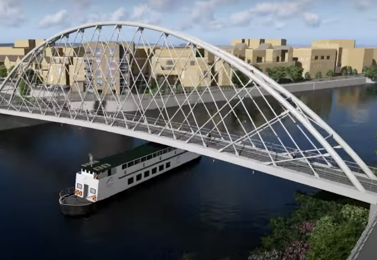 Network arch bridge will be 20m high from its deck to its peak, weighing in at 160 tonnes