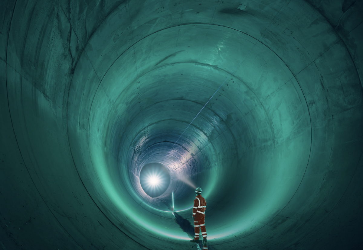 Light at the end of the 7.2m diameter tunnel running along the Thames