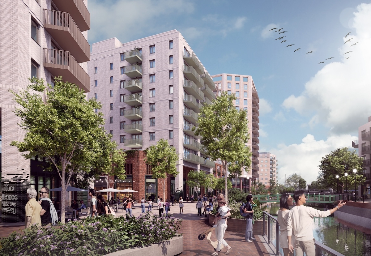 New homes block at mixed-use scheme between the rivers Can and Chelmer