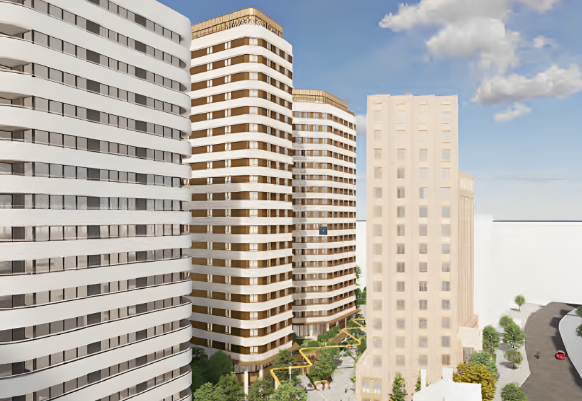 Planned high-rise schemes along Wembley High Road with Wembley Greenaway towers (pictured centre)